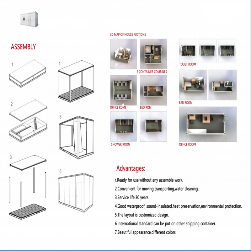 Modern Design Style Custom Made 3 Bedroom Prefab Container House for Villa and Office