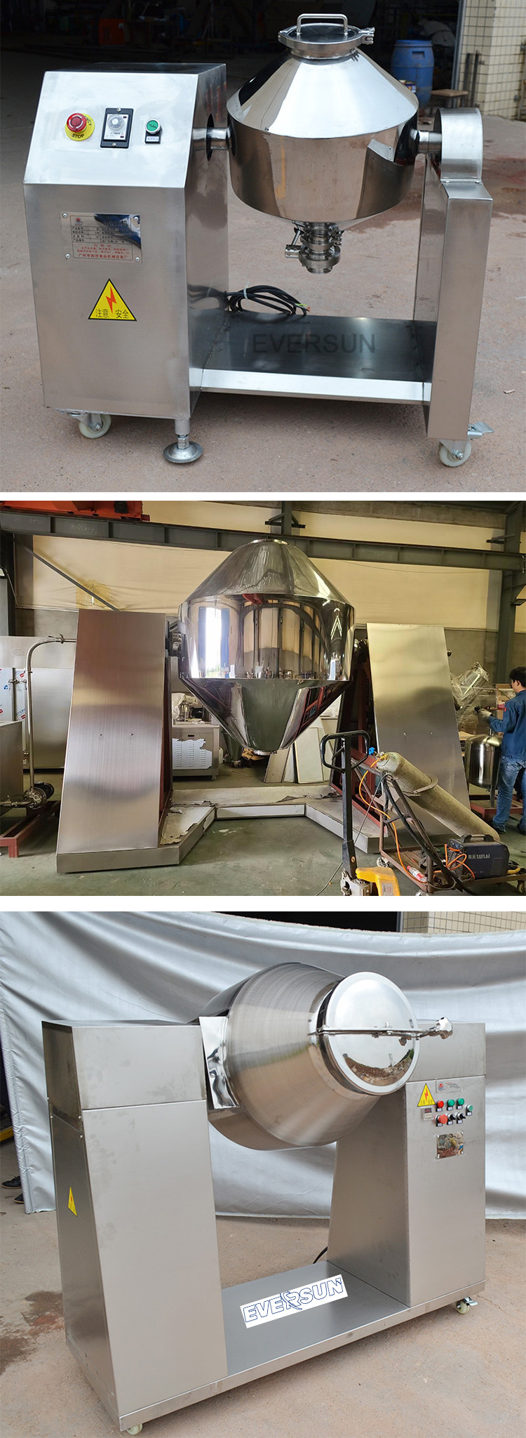 Mini Industrial Dry Double Conical Blender Machine For Powder Mixing