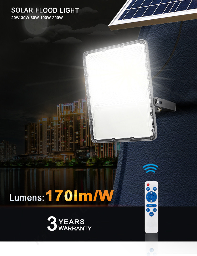 IP65 Die Cast Aluminum Housing 30W Solar Flood Light grade A+ solar cell high power garden use light