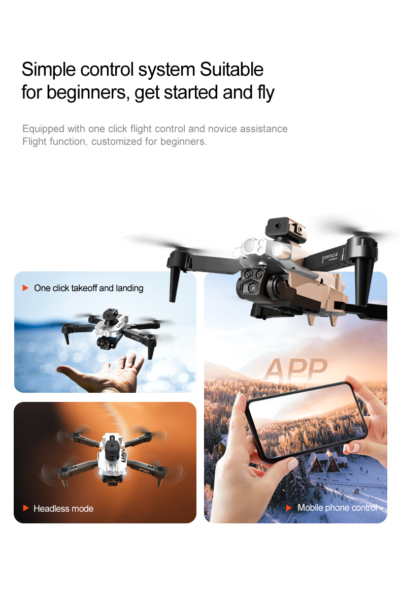Portable 4k Drone Professional with 3 Camera Wide Angle Optical Flow Localization 360 Obstacle Avoidance Quadcopter