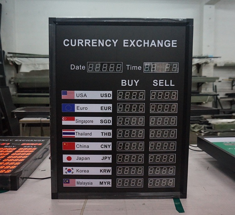 Professional foreign currency exchange rate display board of 7 segment for the bank