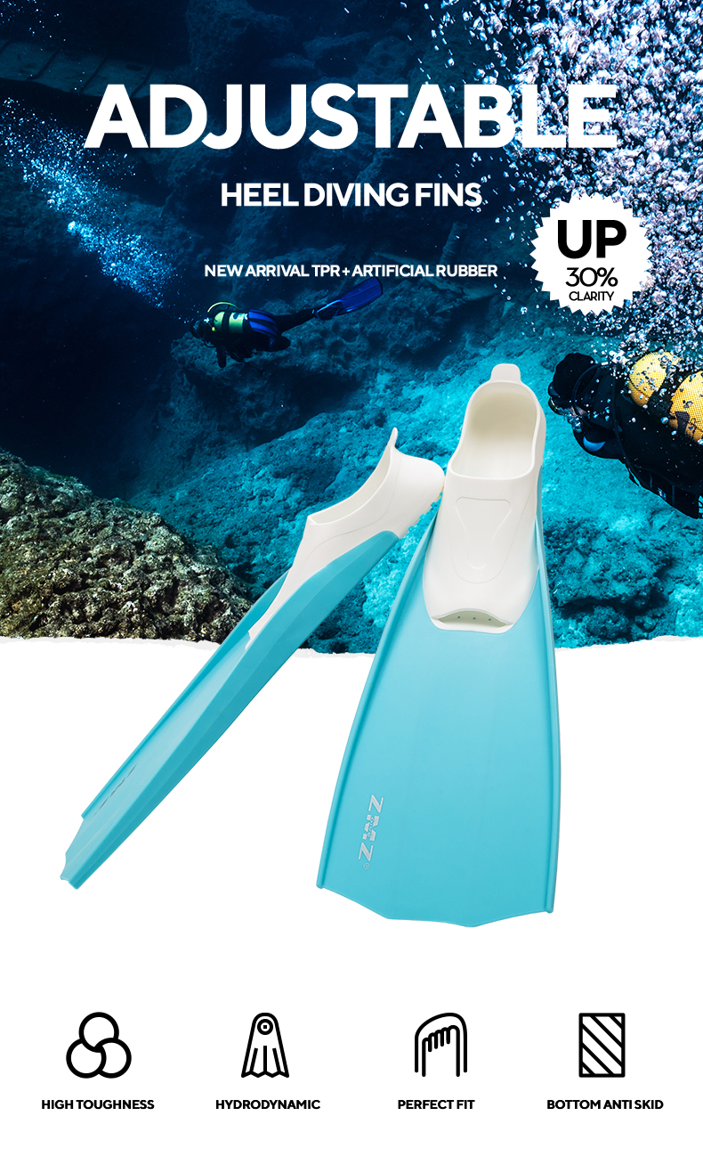 TPE TPR Footpocket Diver Freediving Long Fins For Underwater Spearfishing Swimming Snorkeling