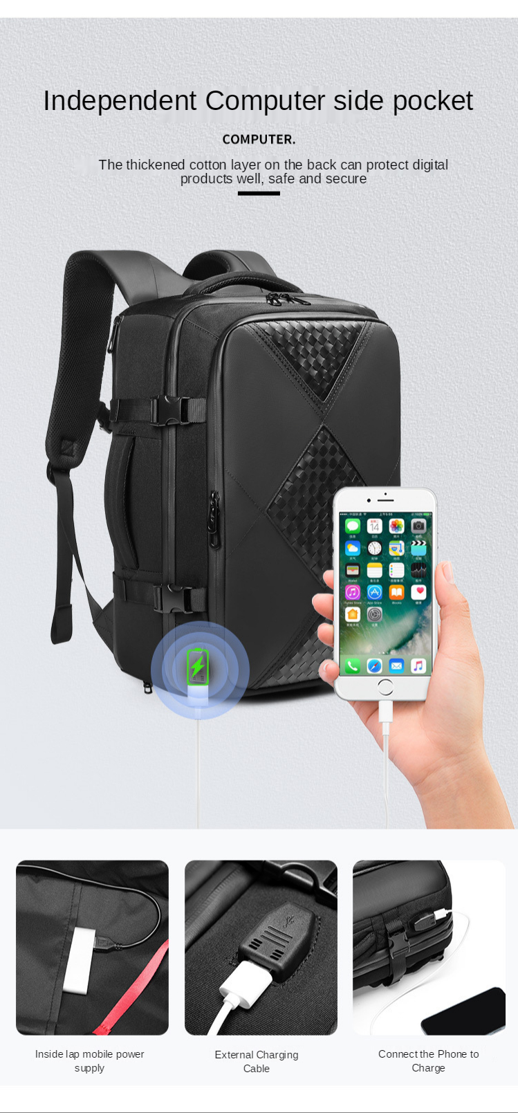 22L-35L Business Multifunctional Travel Bag Backpack Load 15kg