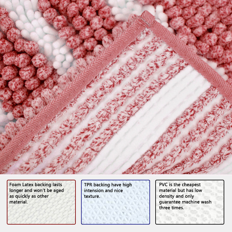 Lightweight Washable Toilet Rug Chenille Fabric Comfortable Bath Mat