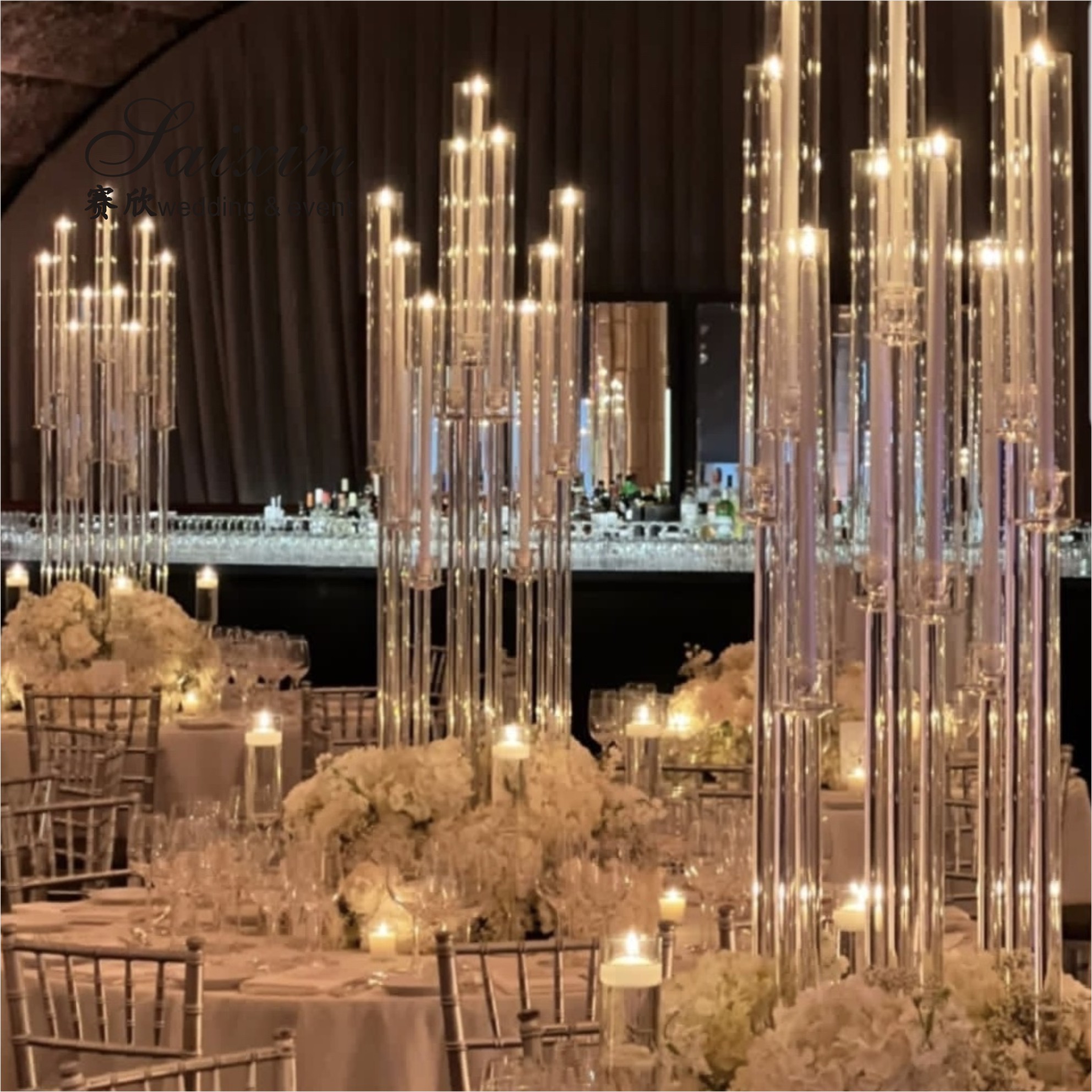 9 Arms Crystal Glass Candelabra Chandelier Decorations Table Centerpiece 125cm