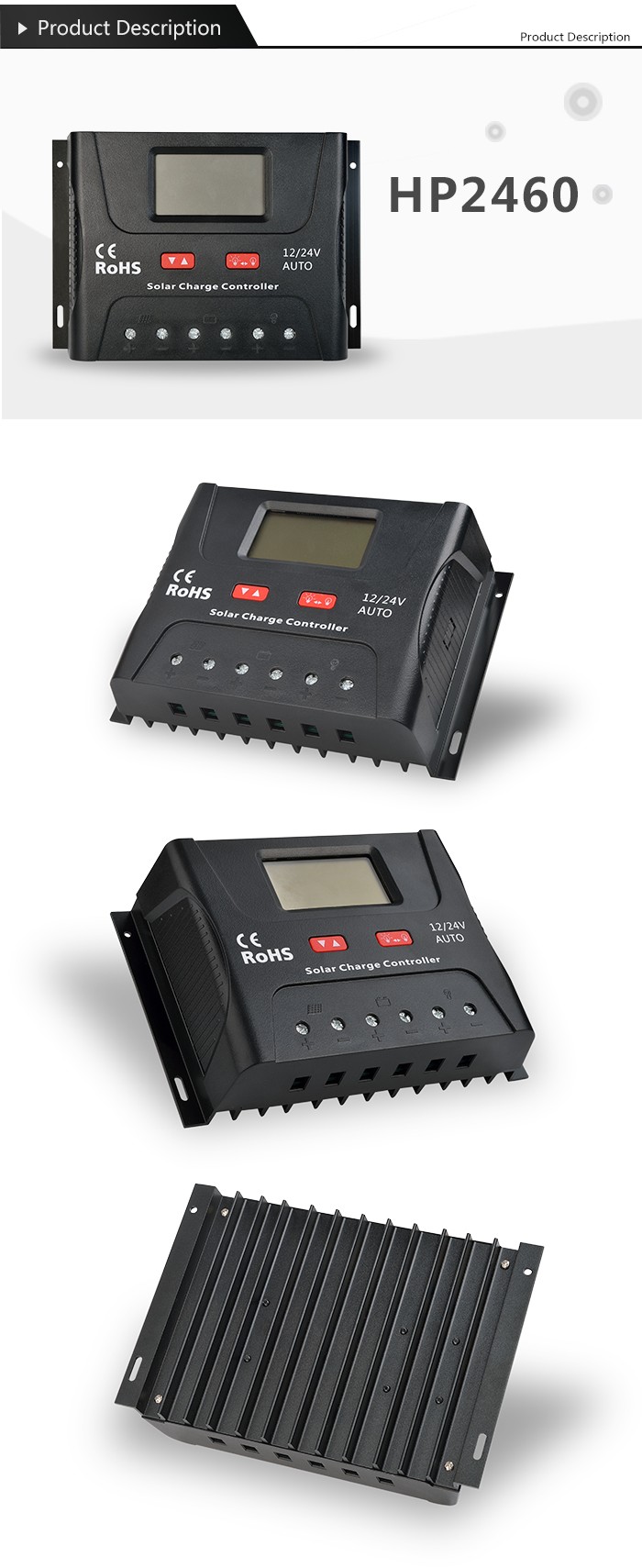 CE Rohs SRNE Solar Charge Controller 12v 24v 48v 60a Support Bluetooth