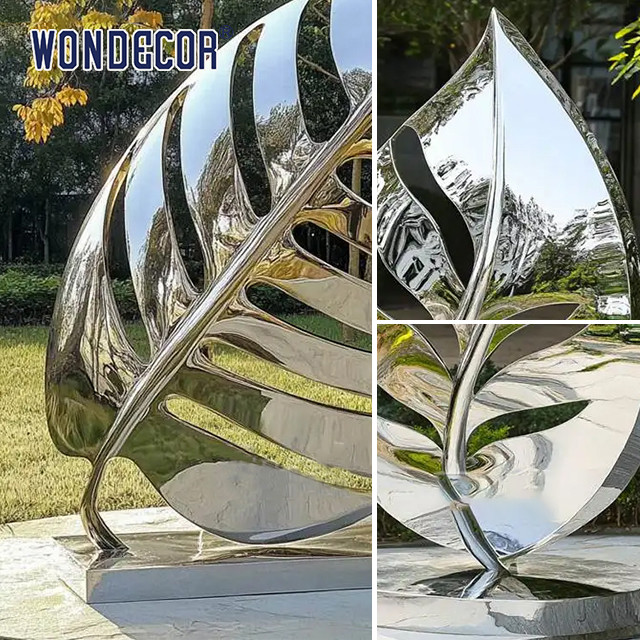 Hotel Garden Outdoor Decoration Stainless Steel Leaf Sculpture