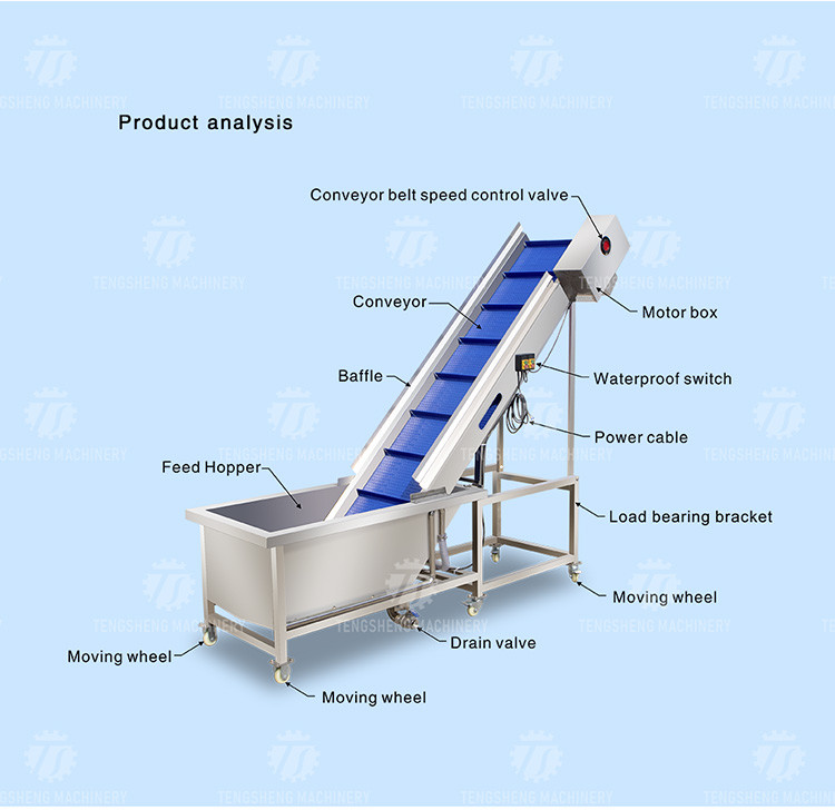 Stainless steel production line hoist food lift conveyor belt all kinds of fruits and vegetables lift conveyor