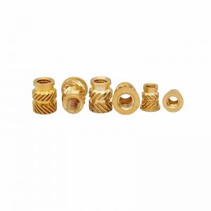China Crown Mark Processing Custom Through-Hole Knurled Copper Nut Double Twill Brass Nut on sale