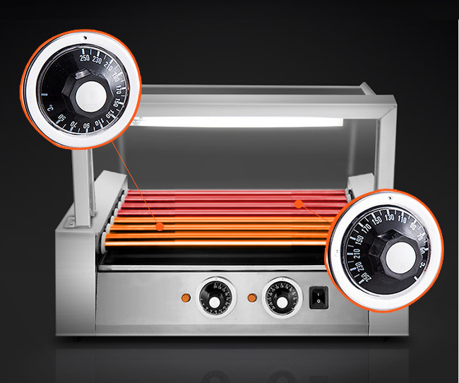 220V Snack Food Processing Equipment 5 Rollers Hot Dog Rack Heater Grille