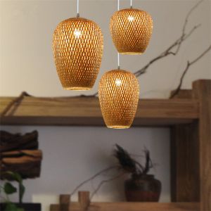 Customized Three Head Rattan Pendant Light Lamps With Switch Control