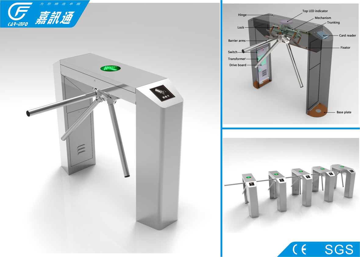 Access control system tripod turnstile stainless steel , 1 year warranty