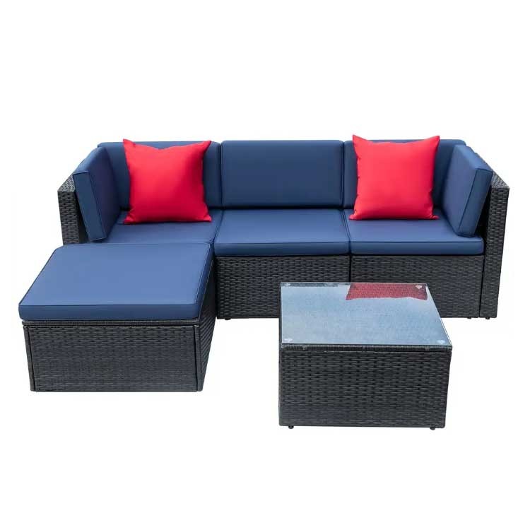 L Shape Rattan Garden Corner Sofa Waterproof Small Corner Garden Furniture