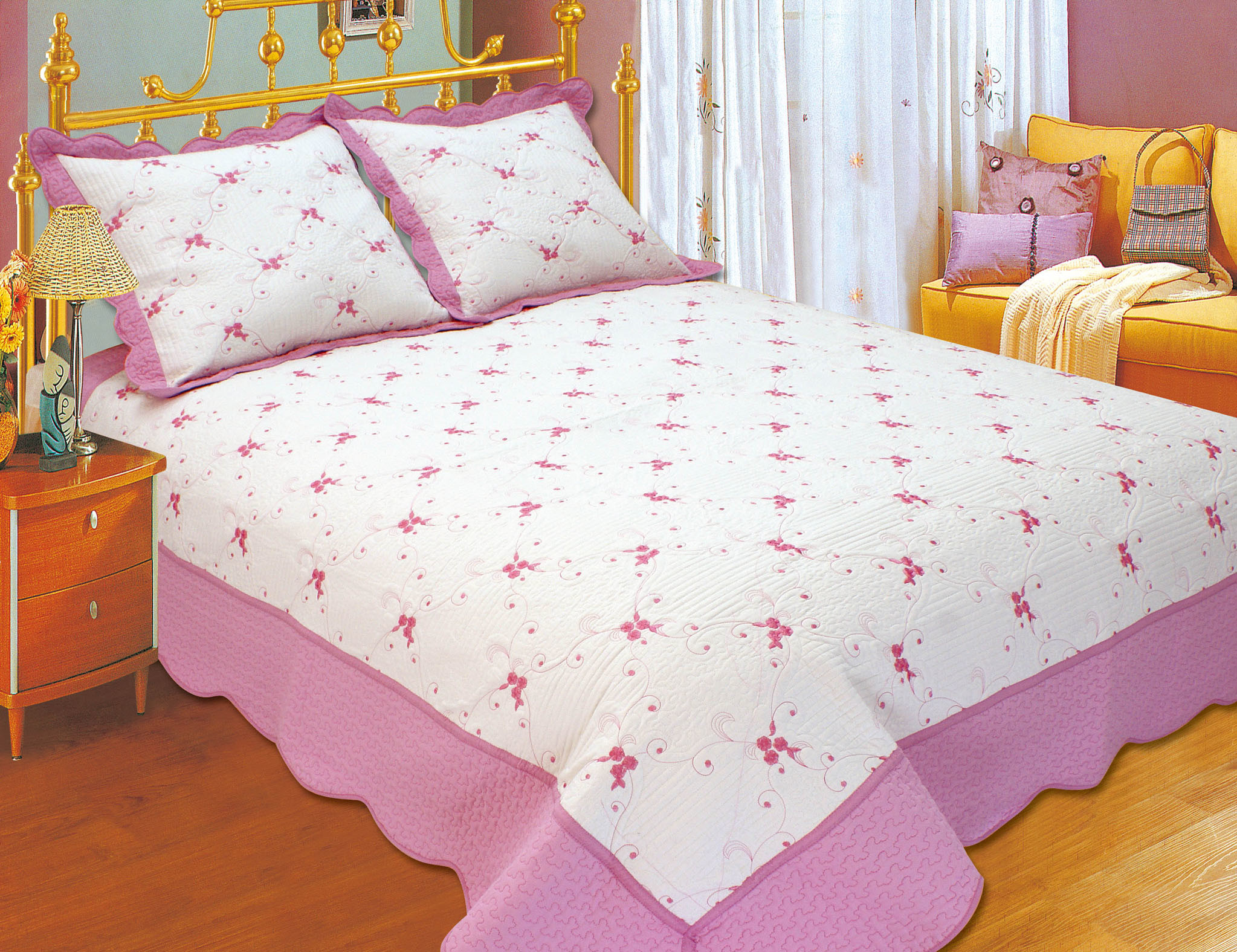 100 Percents Polyester Embroidery Quilt Kits 220x240 / 240x260cm Large Sizes