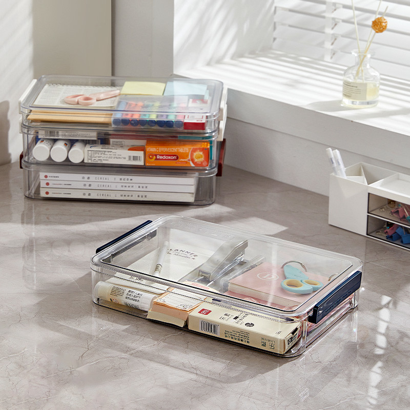 A4 File Documents Portable Project Case Clear Stackable Plastic Art Organizer Containers File Scrapbook Paper Storage Box