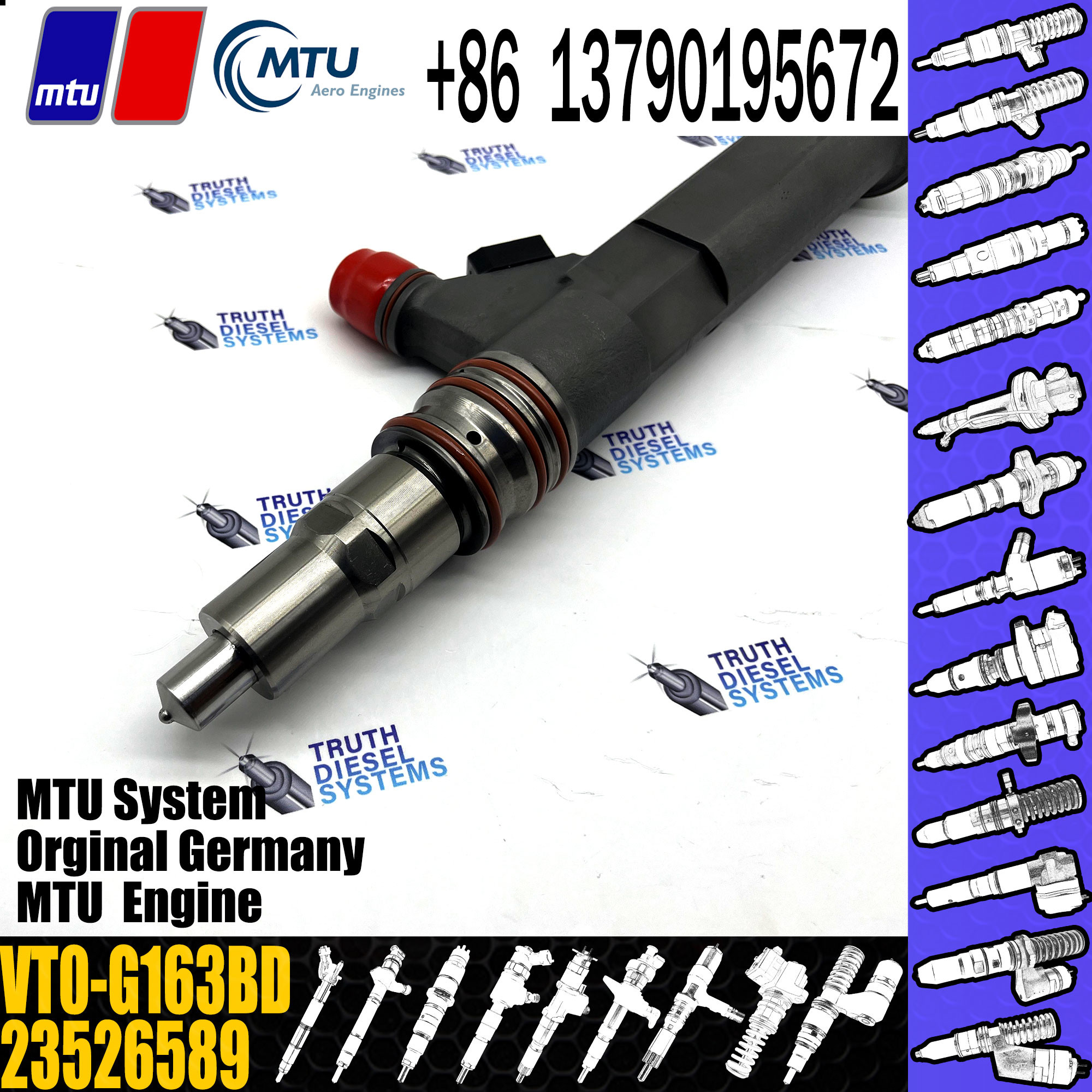 23526589 Diesel Fuel Injector VT0-G163BD VT0G163BD Common Rail Injector