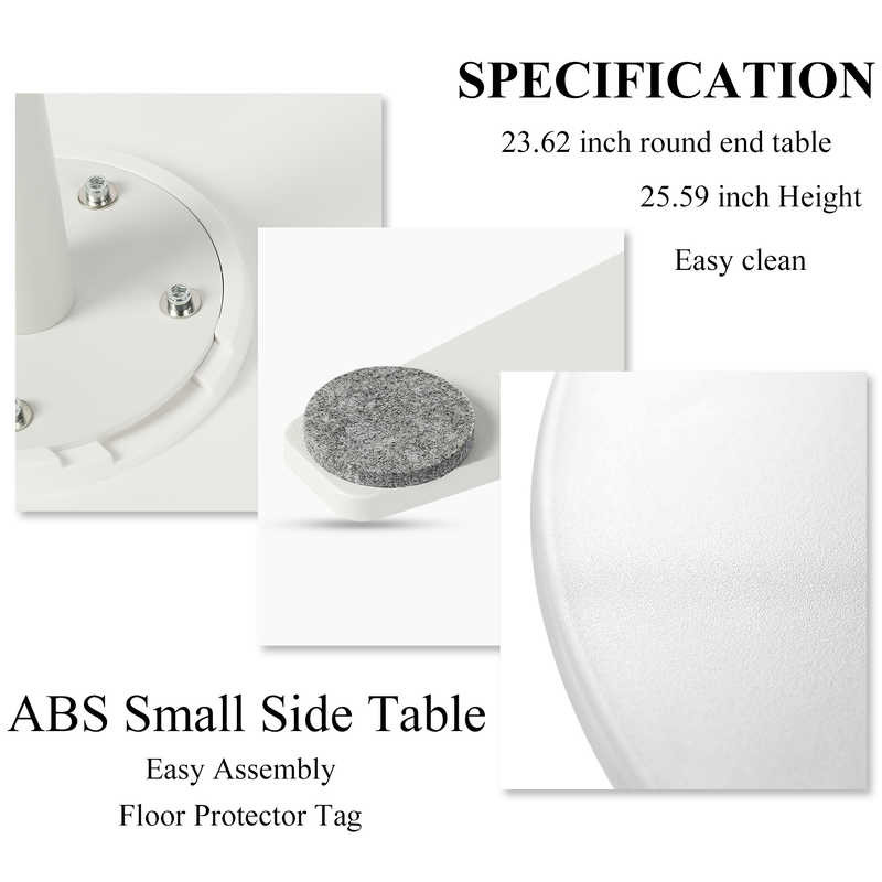 26.59 inch Height Tomile Coffee Bedside Table White Round Bistro Table