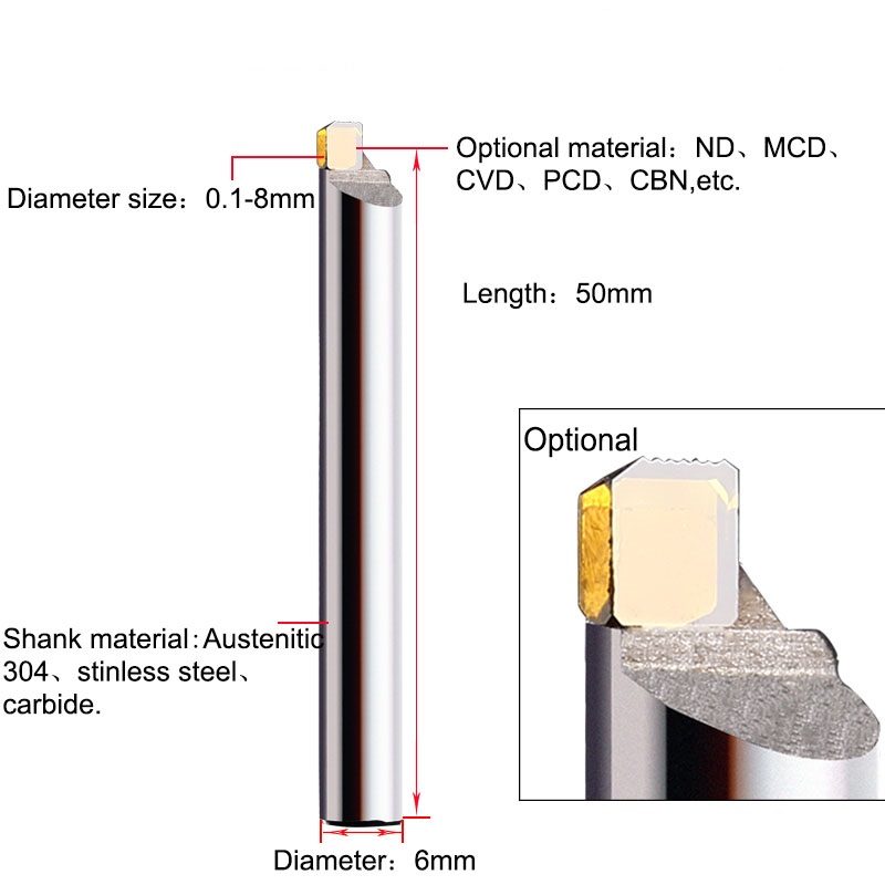 6mm Shank MCD Diamond End Mill Cutting Tools