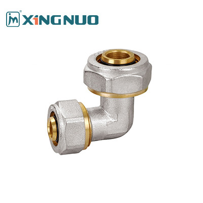 FORGE Brass Fitting Chrome Plated Female Copper Pipe PEX Fittings 16-32MM Double Colors 90Degree Elbow Brass Compression