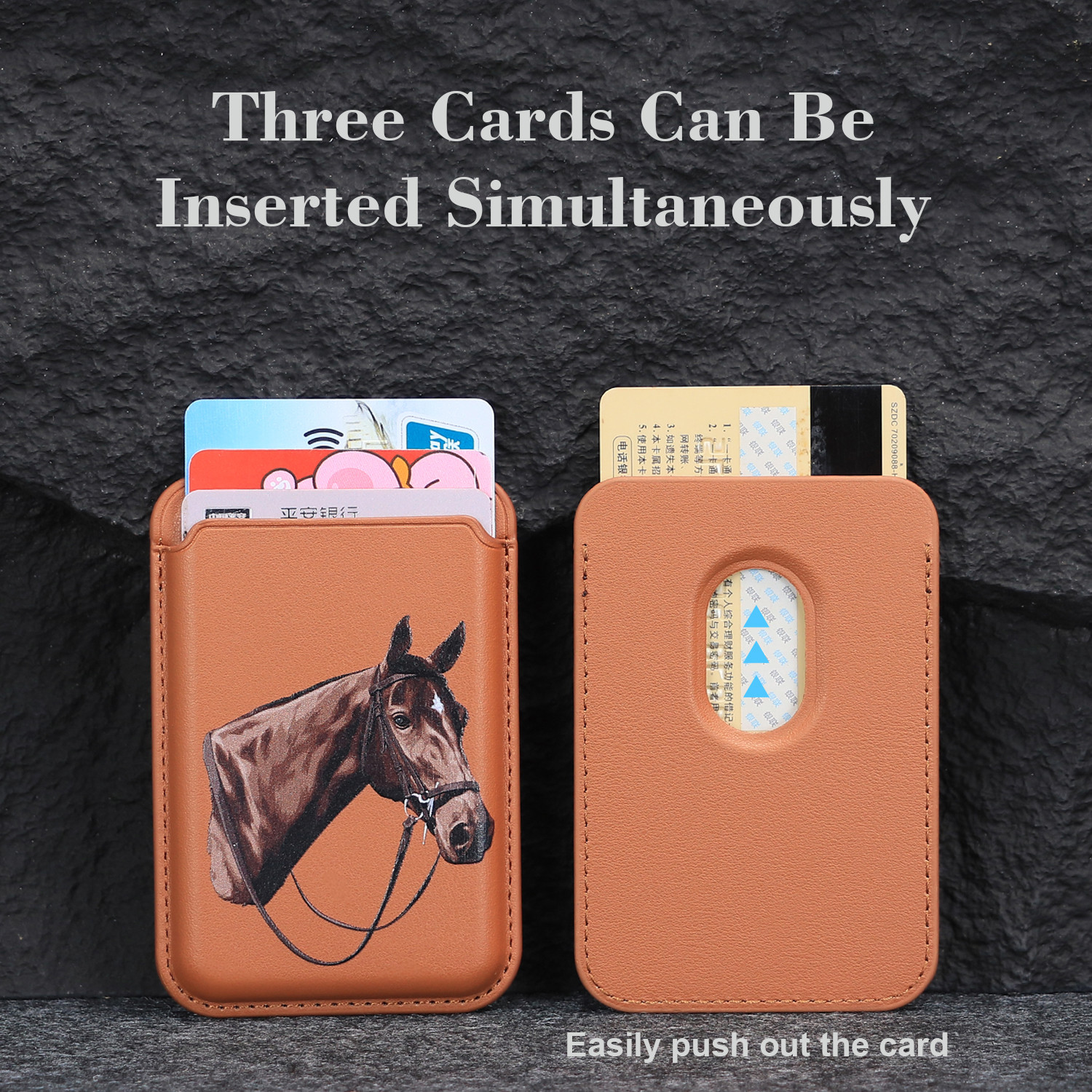 PU Leather Magnetic Magsafe Wallet Card Holder With N52 Strong Magnets 25 Color