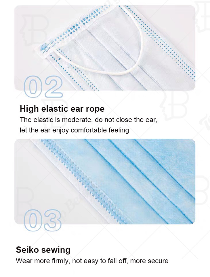 Adult 3 Ply Disposable Face Mask Non Woven Medical Mask With Ce Fda Approved