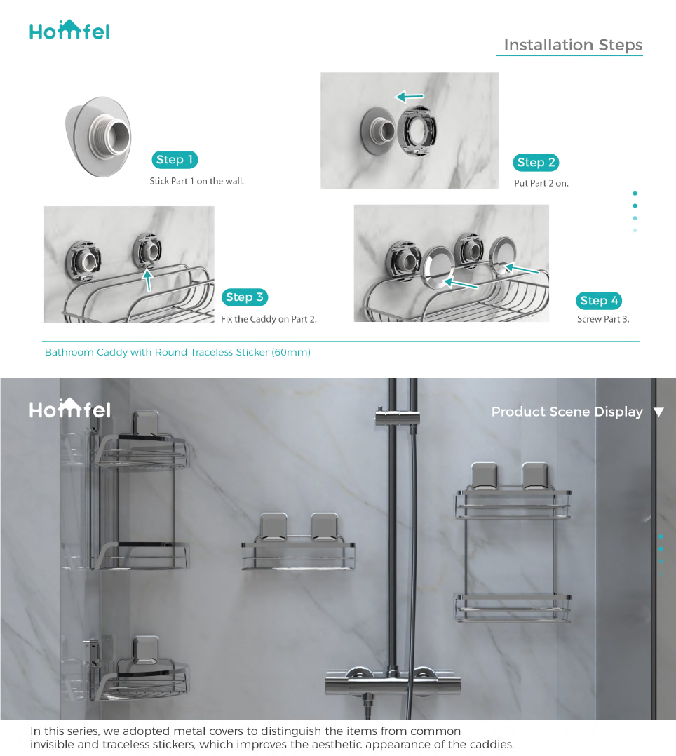 Bathroom Organizer Suction Cup Iron Wire Corner Rack Stainless Steel Shower Caddy 2 Tiers