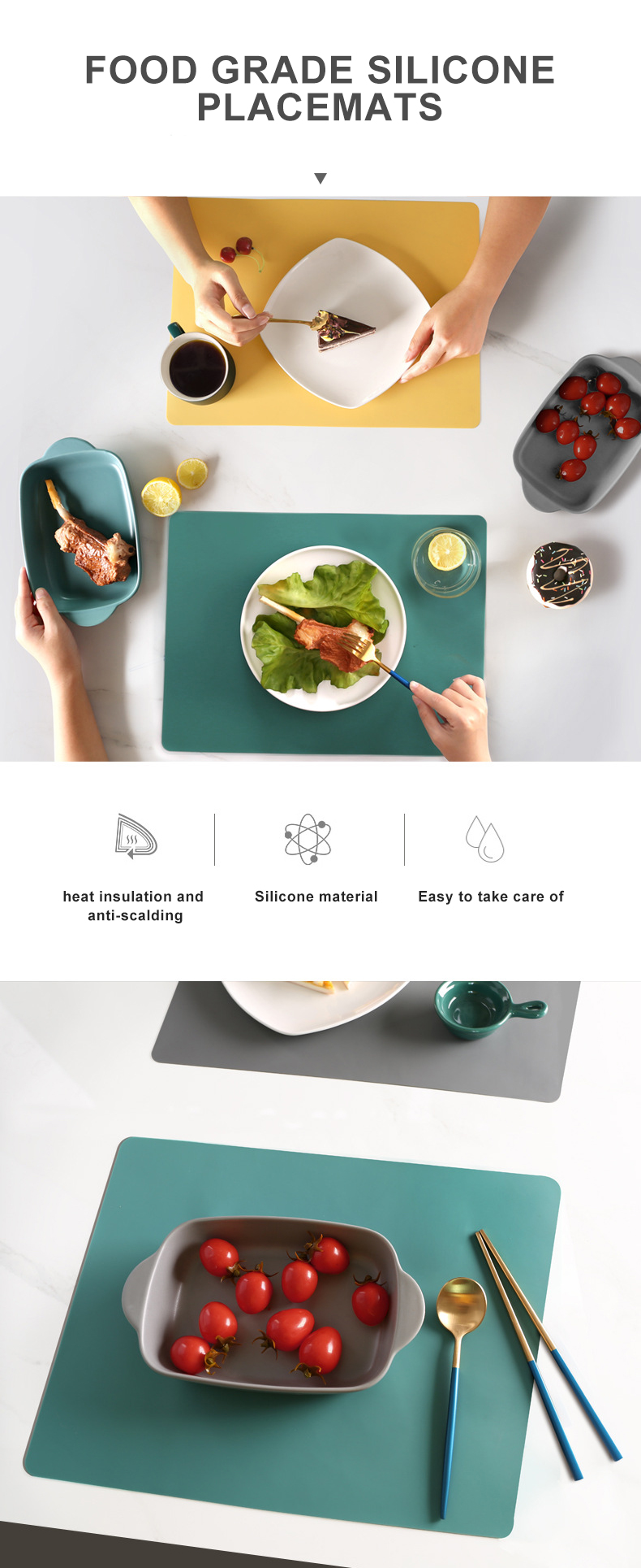 Bpa Free Non-Slip Silicone Dining Table Mat Heat Insulation Kitchen Pads