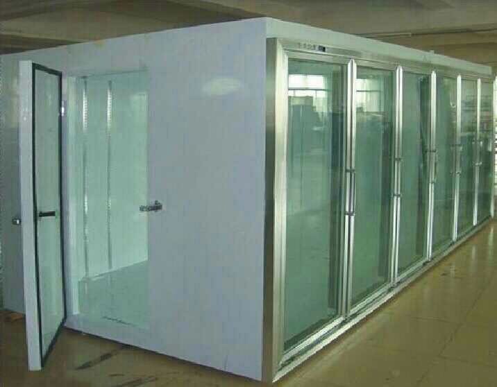 Fan Cooling Glass Door Display Chiller Refrigerator With Back Loading For Beverage