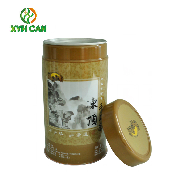 Tea Tin Can Fancy Color Round Food Tea Packaging Embossing FDA Certification