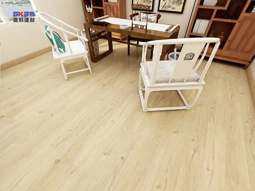 5mm Wood Grain SPC Flooring Unilin Click Beach Sunset Burlywood Eco Friendly GKBM MJ-W6003