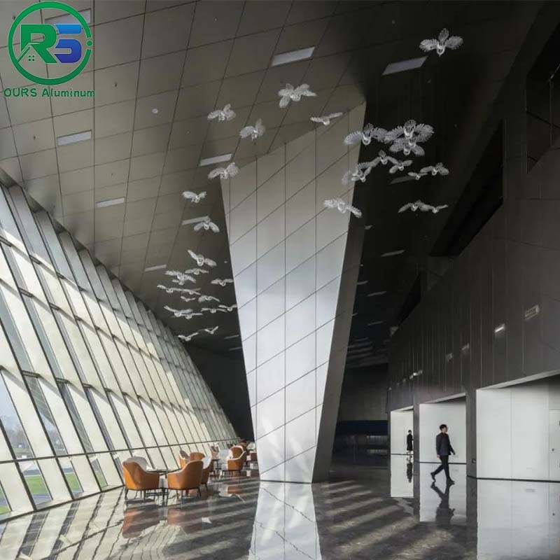 Corrugated Aluminum Wall Panels Architectural Metal Ceiling Tiles Suspended 100mm