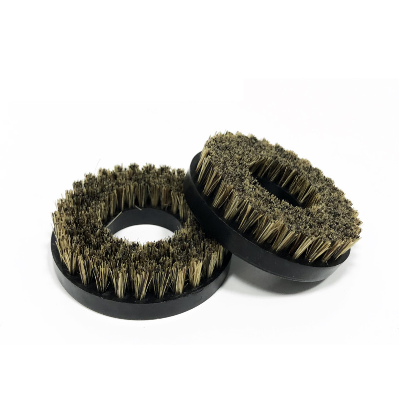 CNC PCB Pressure Foot Brush Black Plastic Handle Brown Bristles OD 50mm