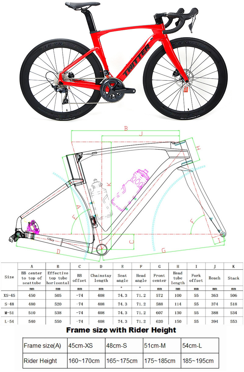 T900 Frame Carbon Road Bike Hydraulic Disc Brake Carbon Fibre Racing Bike