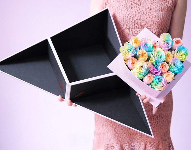 Bouquet Paper Square Flower Box Recycled Cardboard Boxes For Valentine'S Day