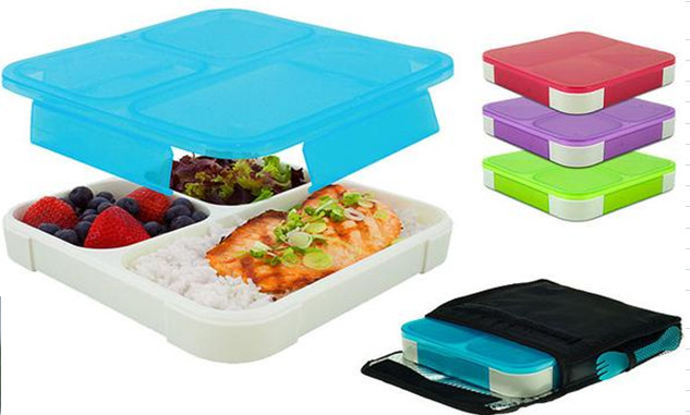 FBT121602 for wholesales ultrathin lunch box with 3 divided box cooler box optional