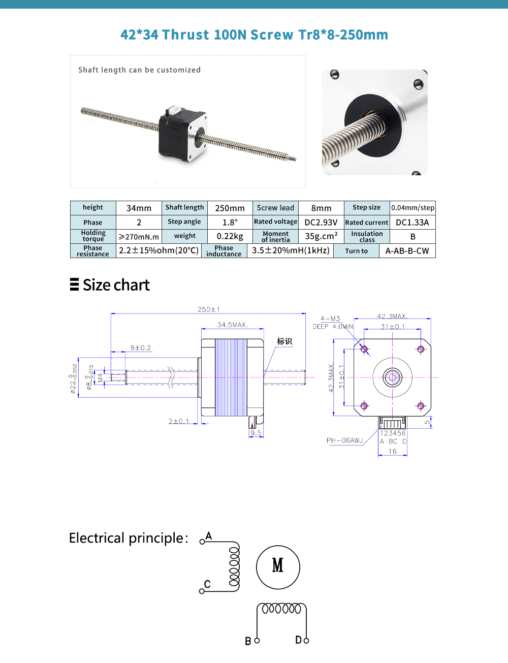 Customized Hybrid Nema 8 11 14 17 23 Lead Screw Linear Actuator for Medical Equipment