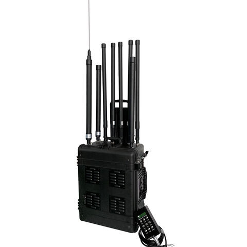 Man Pack VHF UHF Mobile Phone Signal Jammer/WiFi /GPS L1,130W Max 5 Bands,1-2 Hours Built-in Battery