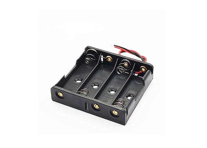 5.7x6.2x1.5cm 4AA Flat Battery Holder PVC Storage Box With Wire Lead