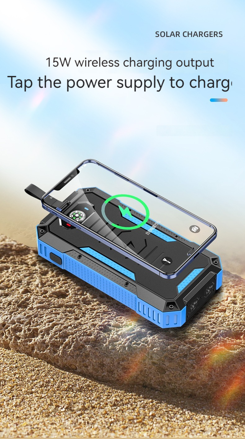 15W Output Power Private Mold Wireless Charging Solar Power Bank for iPhone 30000mAh