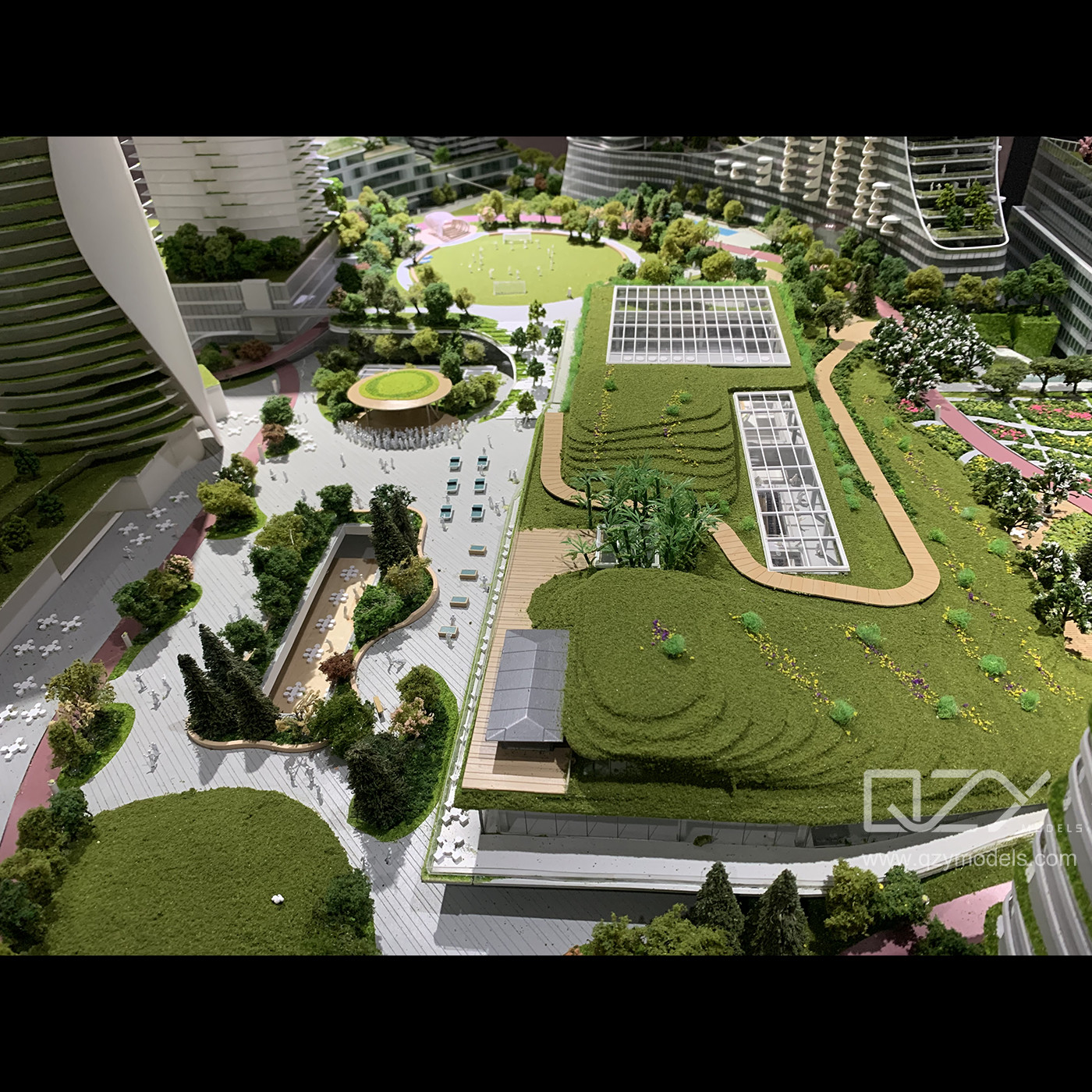 Laser Cut Architectural Landscape Model 1/300 Vancouver Oakridge West Bank