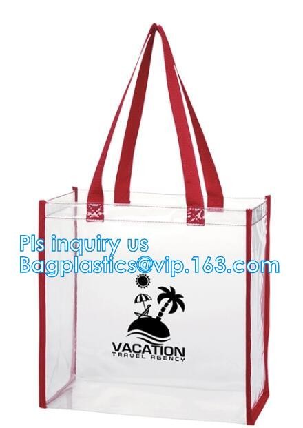 Promo PVC Plastic Shopping Handle Bag, Handling clear pvc blanket bags, handle reusable clear vinyl pvc cosmetic bags fo