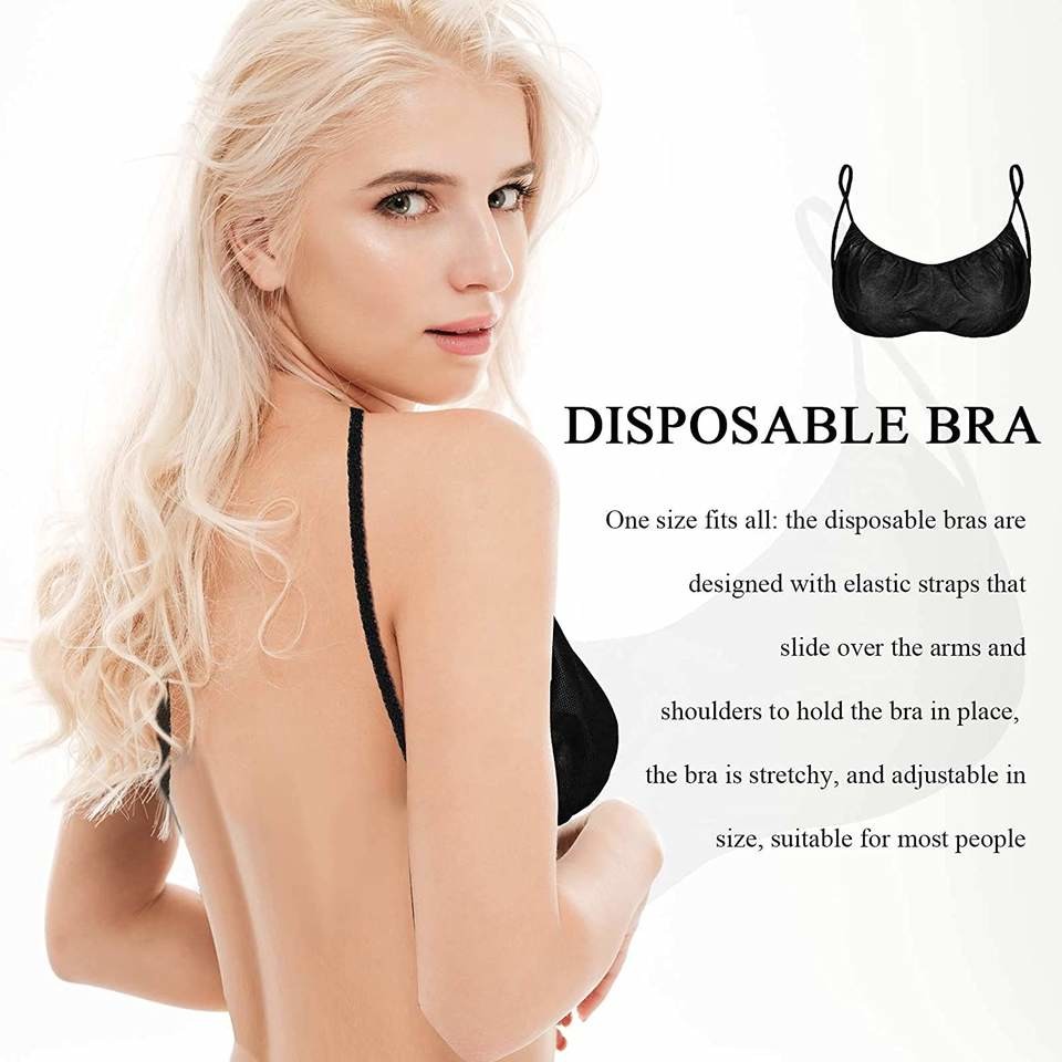 Hotel Beach Bra OEM High Quality One Piece Bra Black Shoulder Straps Women Sexy Disposable Non Woven Spa Bras