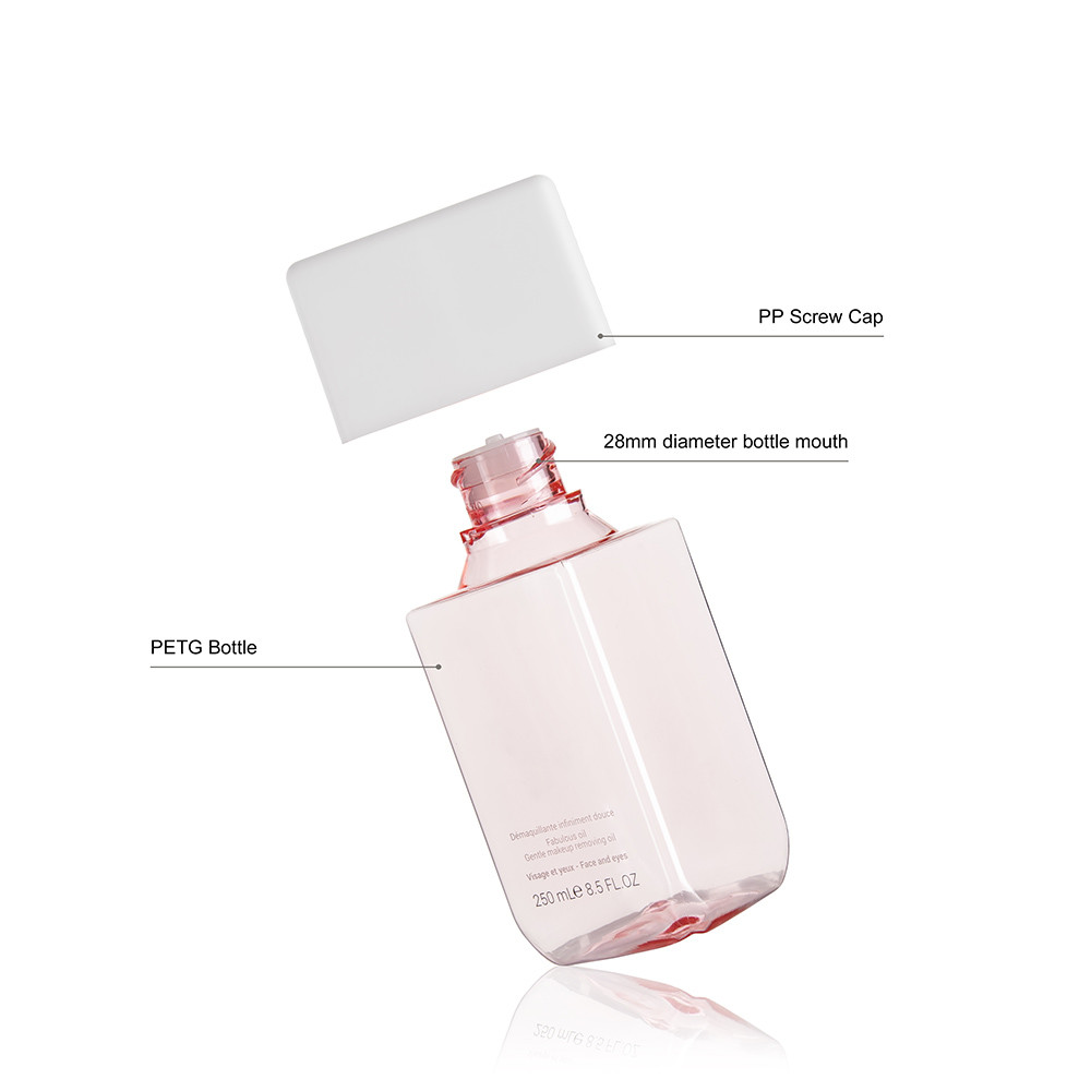 Square Plastic Cosmetic Bottles 250ML PETG Cosmetic Packaging