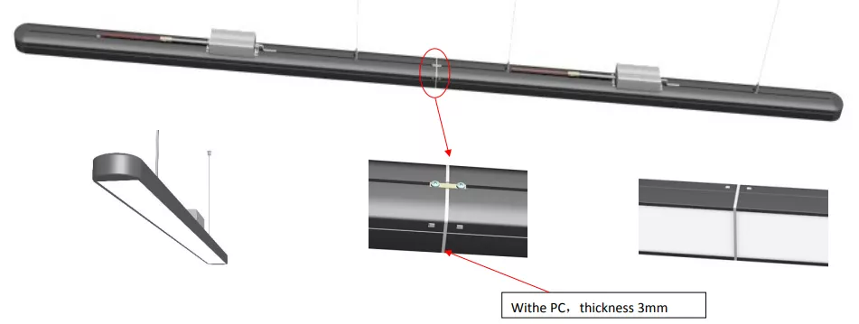 Suspended 3000k Led Linear Strip Light For Office