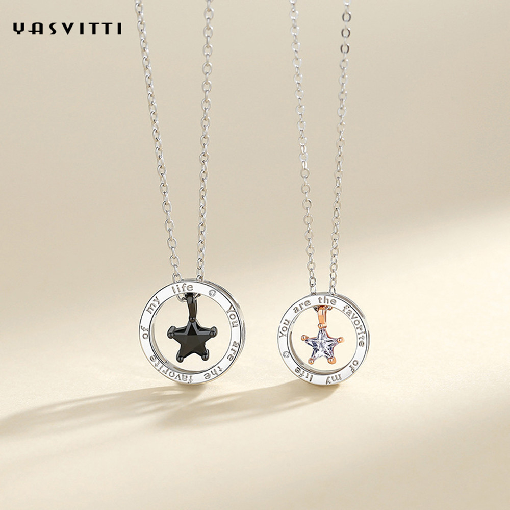 6.3in 316L SS Sterling Silver Jewelry Necklaces 1.3g Star Diamond Necklace