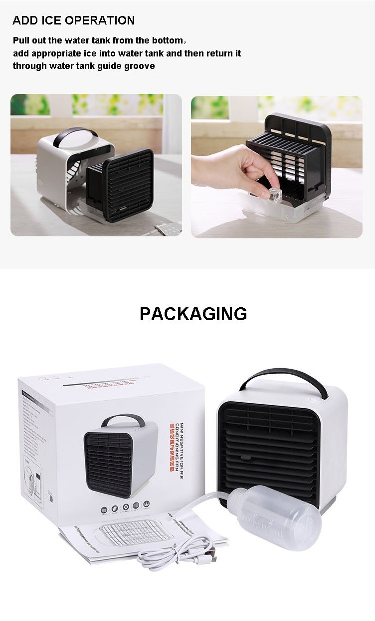 Rechargeable Stand Air Cooler Fan with LED Night Light
