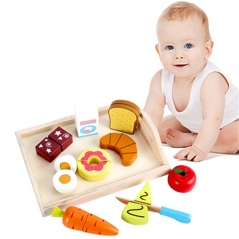 Water Paint 1.94in Wooden Fruit Cutting Set Kitchen Role Play