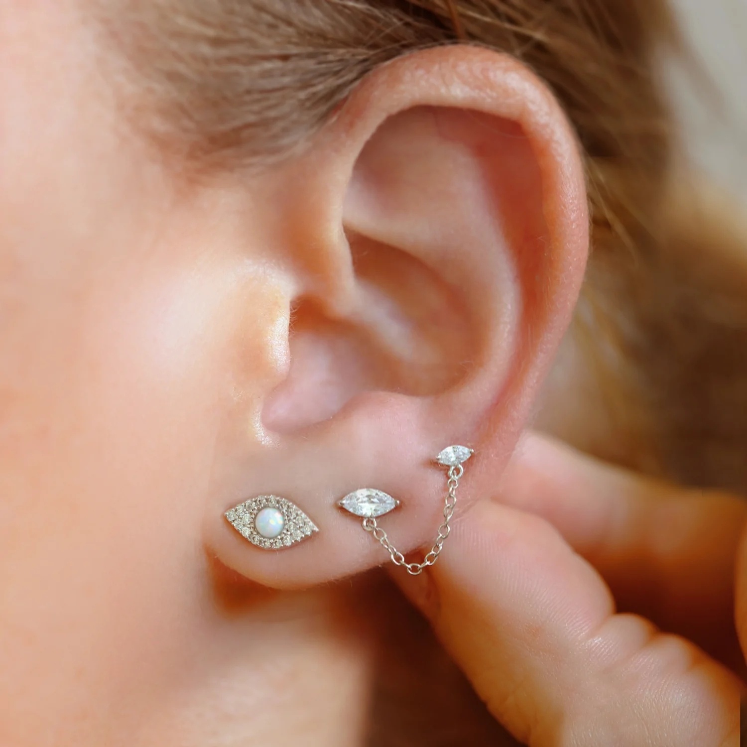 925 Silver Stud Earrings OEM ODM Opal Stud Earrings Gold Plated