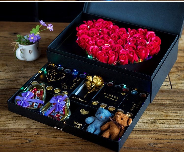 Double Layer Cardboard Florist Bouquet Box Jewelry Gifts Packaging Personalized