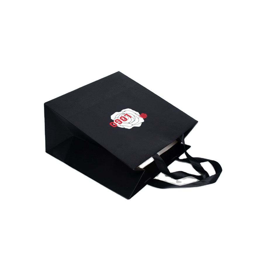 Craft Customized Size White Black Luxury Gift Shopping Jewelry Paper Bag With Handles